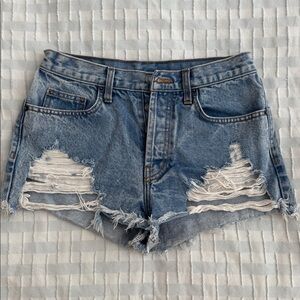 Carmar Blue Distressed High Waist Shorts
